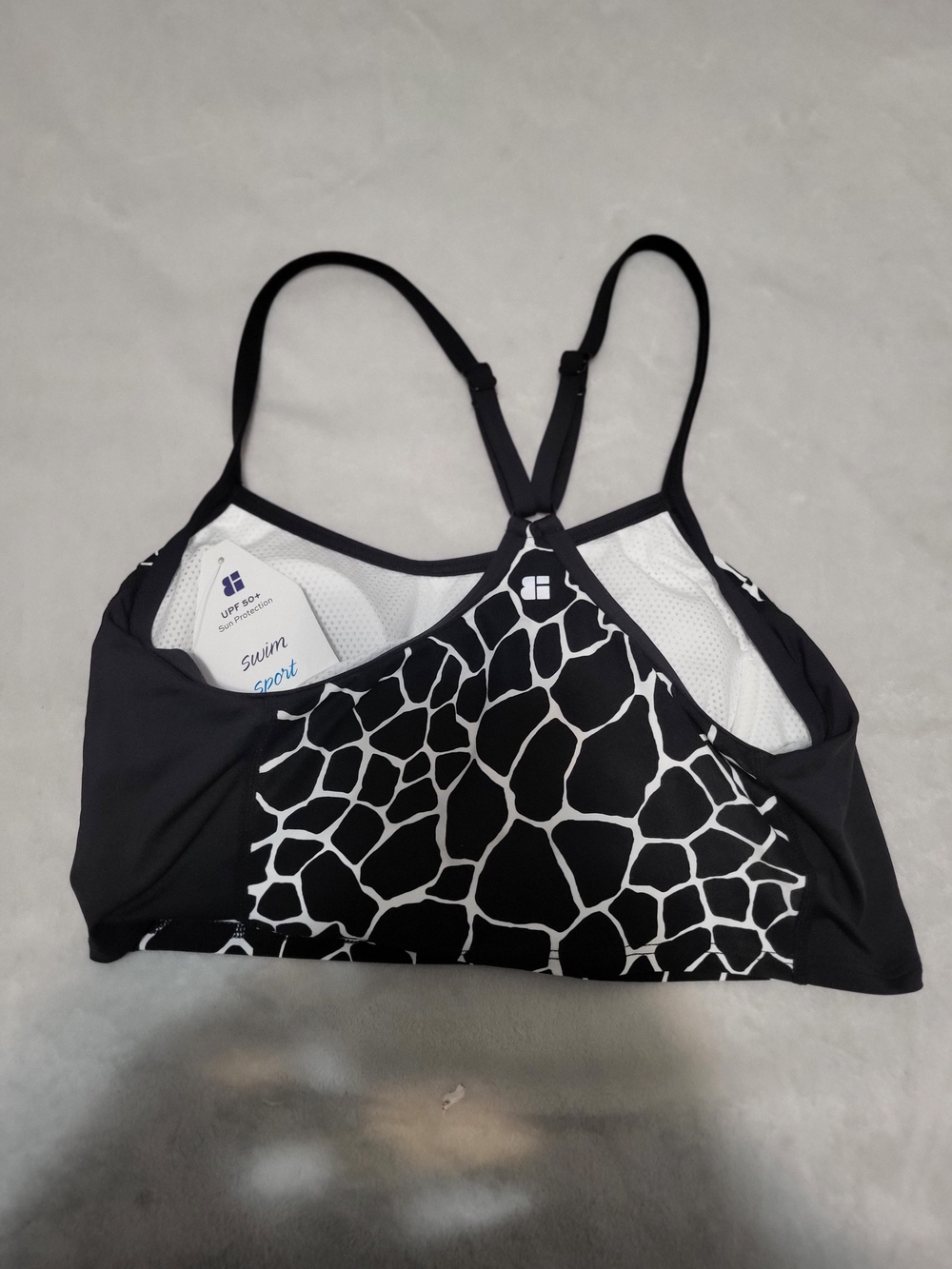 Beach House Sport Giraffe Print Tankini Swim Top NWT Size 8 Black White